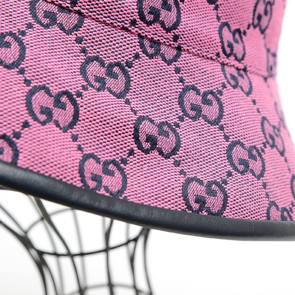 Gucci GG Pattern Fedora Hat Bucket Pink/Black 656573 L/59 size - Picture 4 of 7